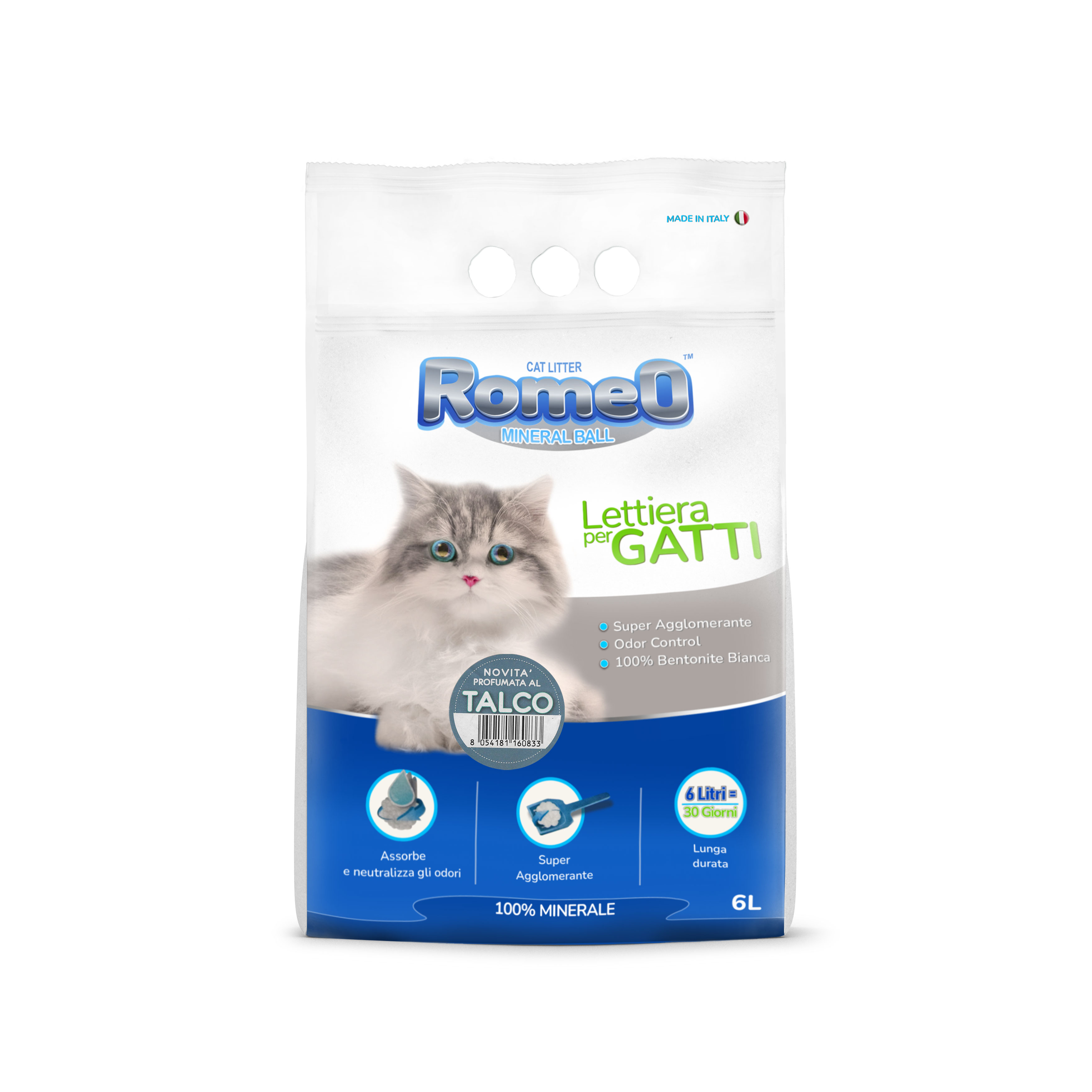 Romeo bentonite cat Litter talco scent - 6 liters