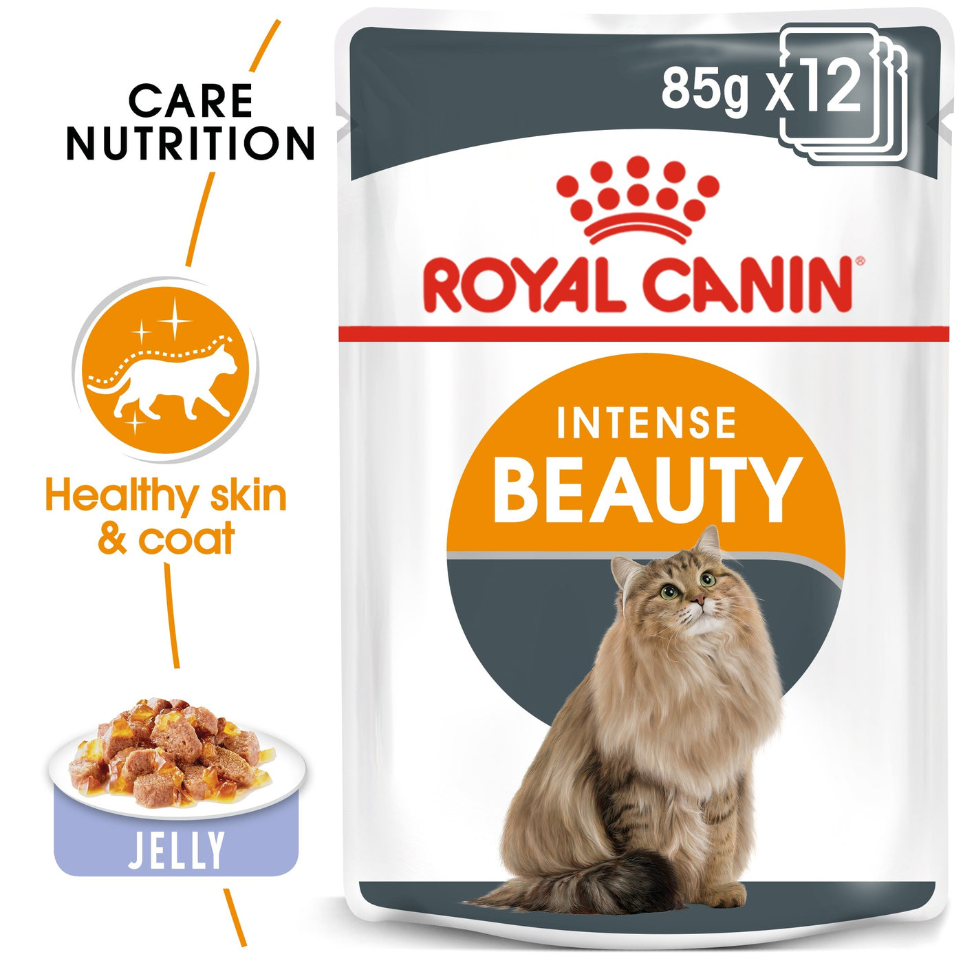 Royal Canin Feline Care Nutrition Hair & Skin Jelly (Wet Food - Pouch) 85g Pack of 12