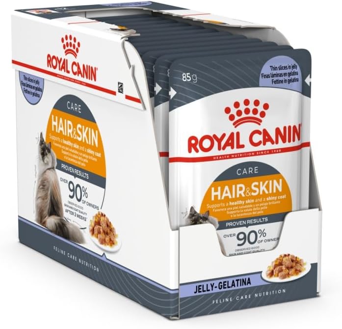 Royal Canin Feline Care Nutrition Hair & Skin Jelly (Wet Food - Pouch) 85g Pack of 12