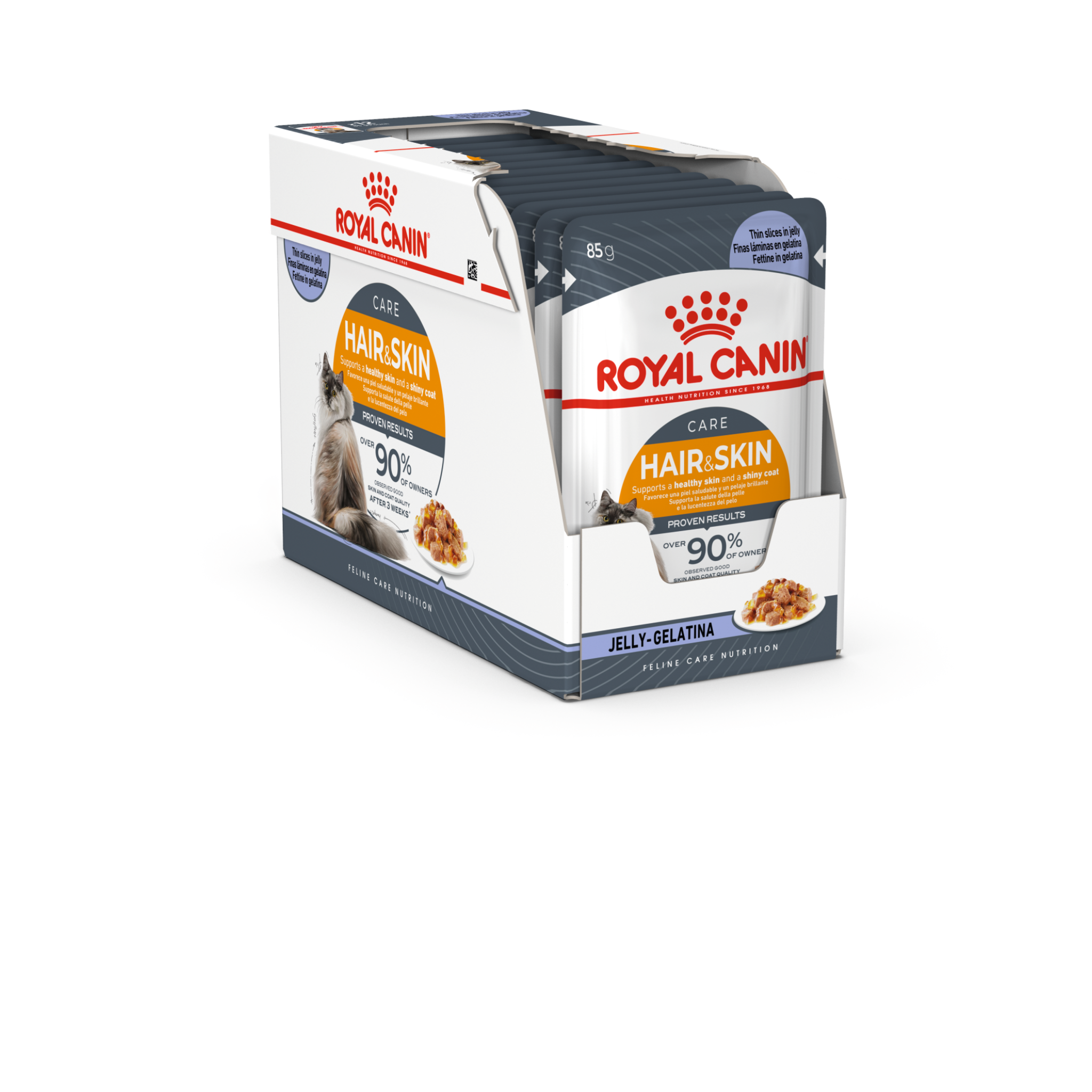 Royal Canin Feline Care Nutrition Hair & Skin Jelly (Wet Food - Pouch) 85g Pack of 12