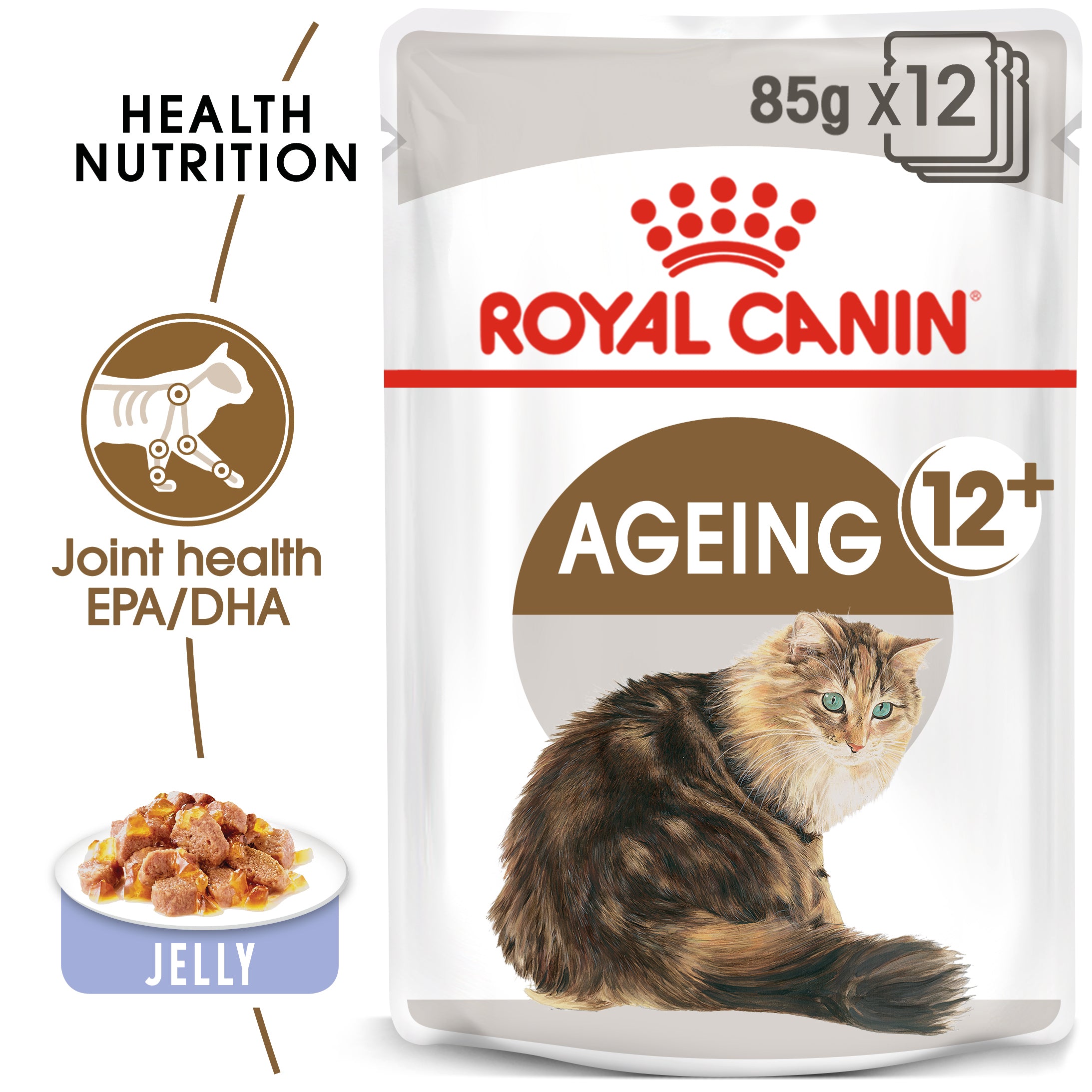Royal Canin Feline Health Nutrition Ageing +12 Jelly (WET FOOD - Pouches) Pack of 12