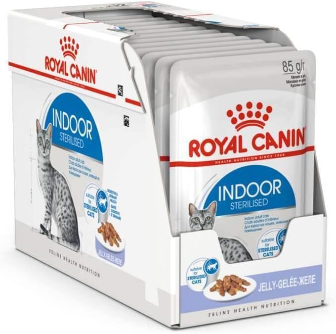 Royal Canin Feline Health Nutrition Indoor Sterilised Jelly - 85g (WET FOOD - Pouches)Pack OF 12