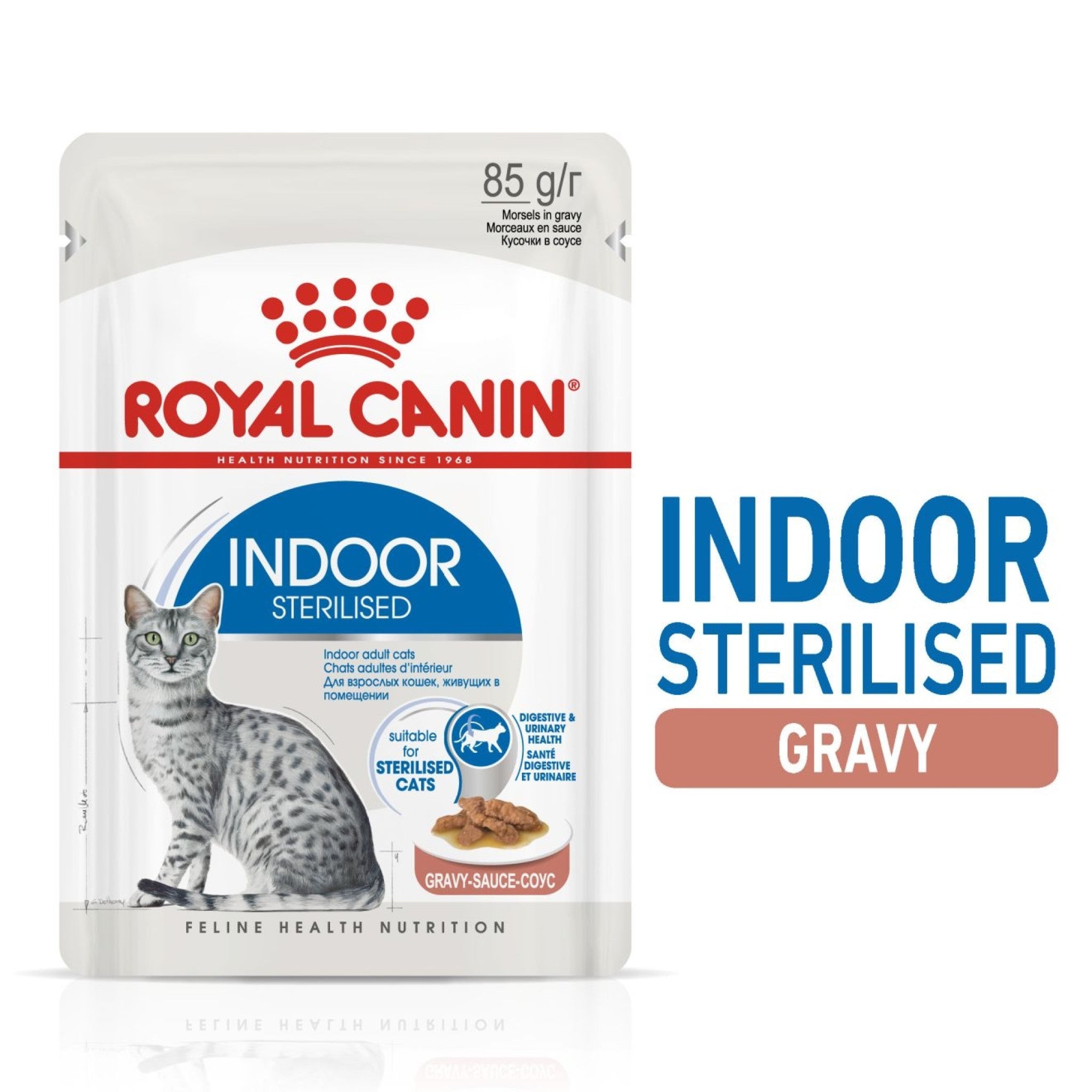 Royal Canin Feline Health Nutrition Indoor Sterilised Gravy (WET FOOD - Pouches) Pack of 12