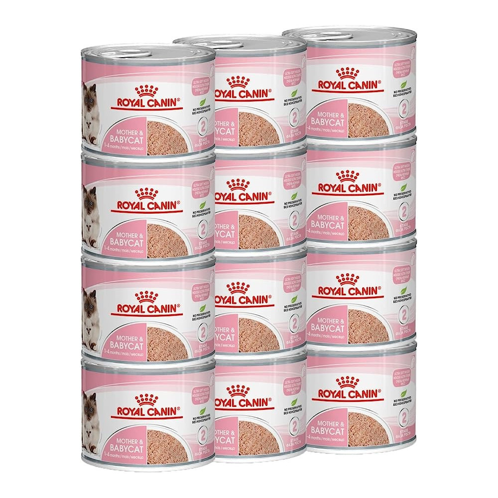 Royal Canin Feline Health Nutrition Mother & Babycat Mousse (WET FOOD - Cans) 195g Pack of 12
