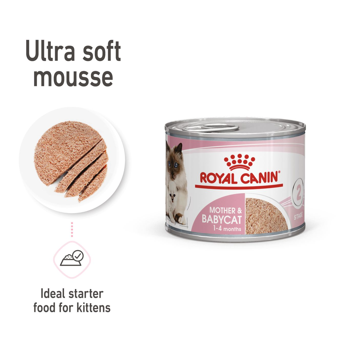 Royal Canin Feline Health Nutrition Mother & Babycat Mousse (WET FOOD - Cans) 195g Pack of 12