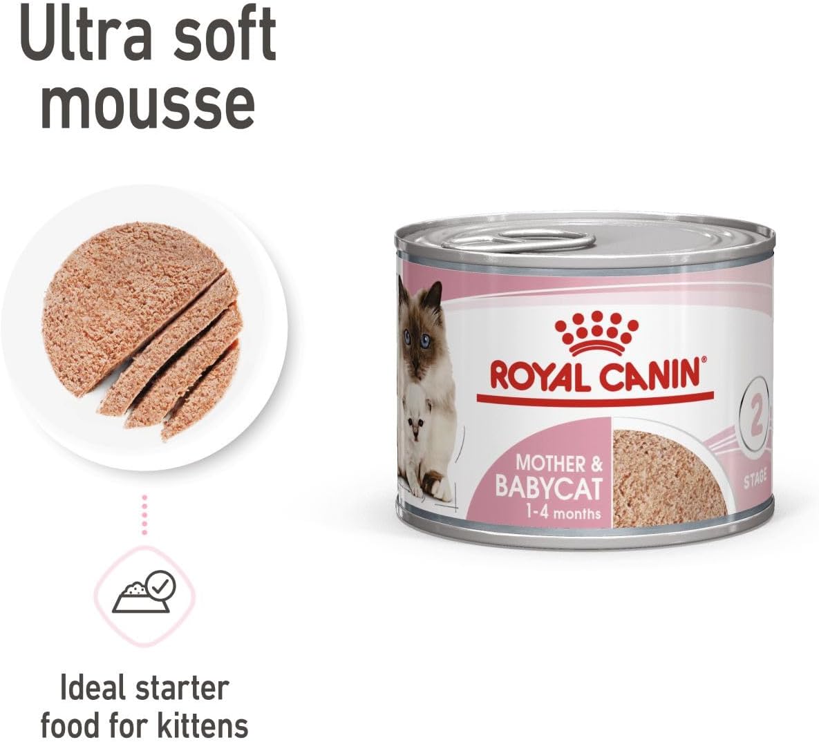 Royal Canin Feline Health Nutrition Mother & Babycat Mousse (WET FOOD - Cans) 195g Pack of 12