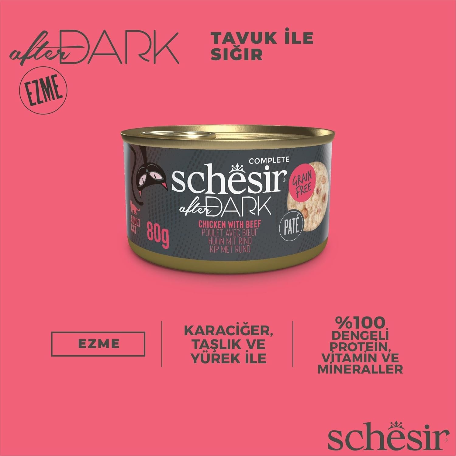 Schesir After Dark Pate For Cat - Chicken With Beef - 80g