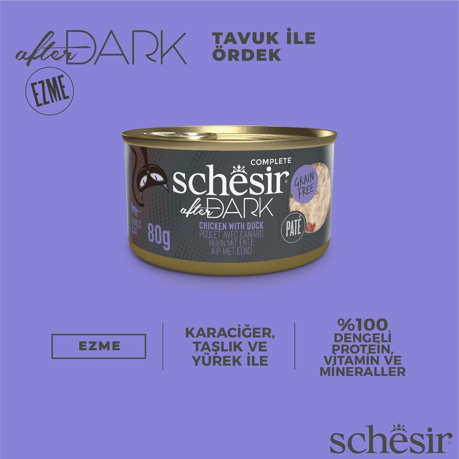 Schesir After Dark Pate For Cat - Chicken With Duck - 80g