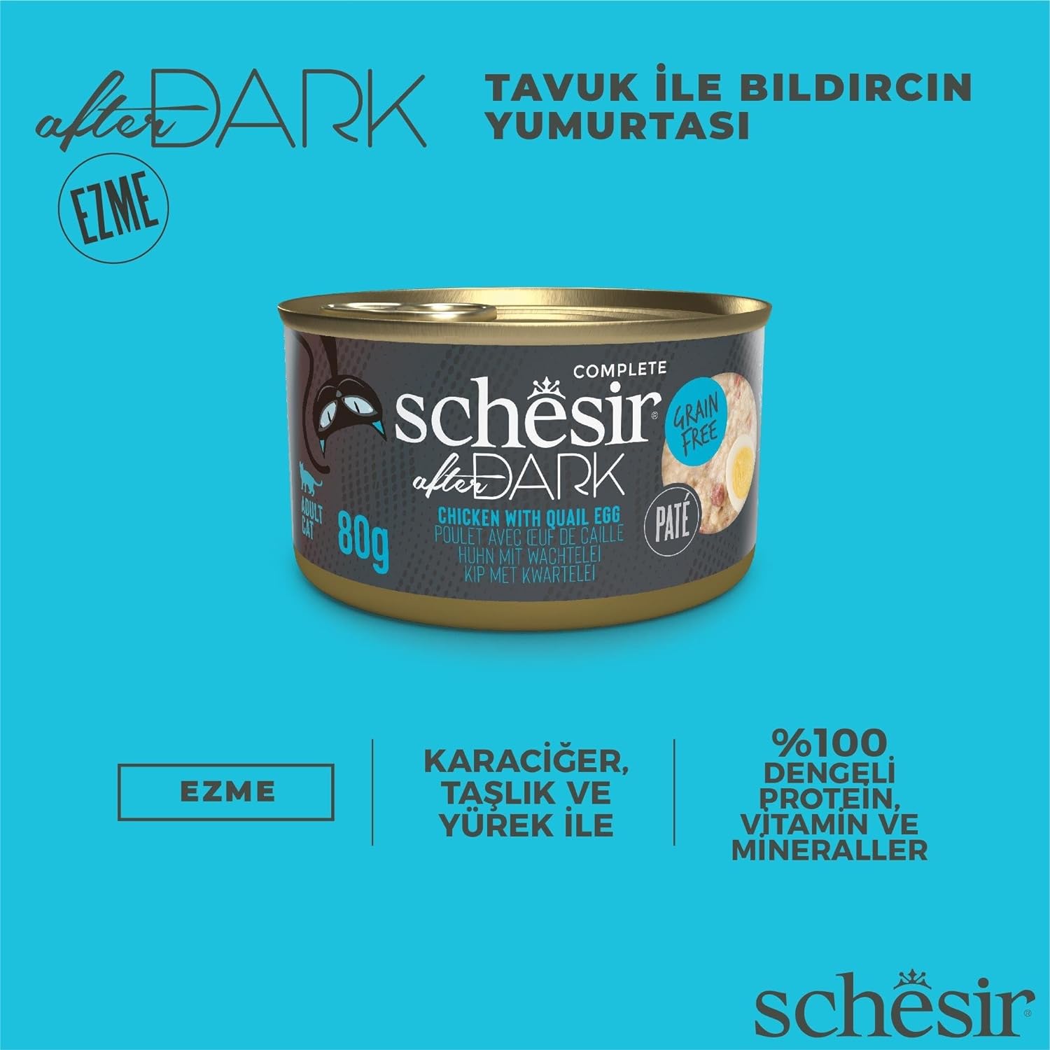 Schesir After Dark Pate For Cat - Chicken With Quail Egg - 80g