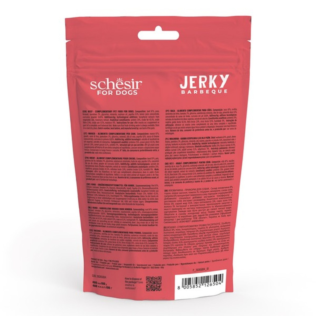 Schesir Grain-Free Dog Snacks Jerky 145g - BBQ Beef
