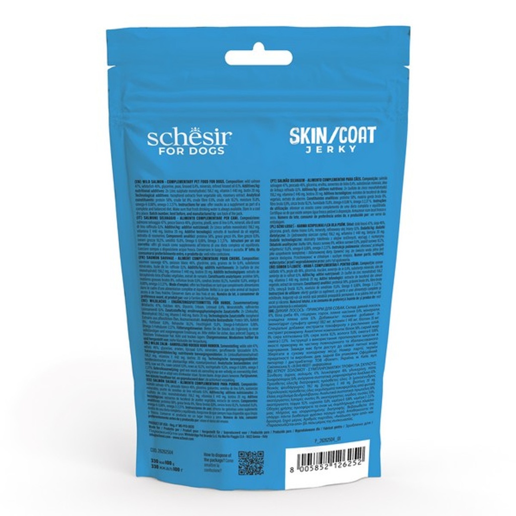 Schesir Grain-Free Dog Snacks Skin & Coat Jerky 115g - Salmon