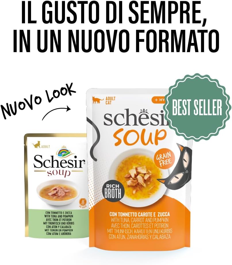 Schesir Soup Cat Wet Food in Soup Pouch-Tuna With Pumpkin 40g