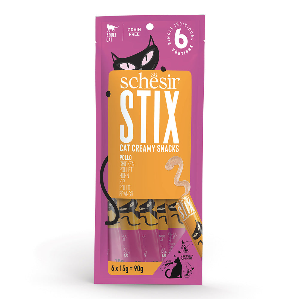 Schesir Stix Treat For Cat In Cream - Chicken 6x15g