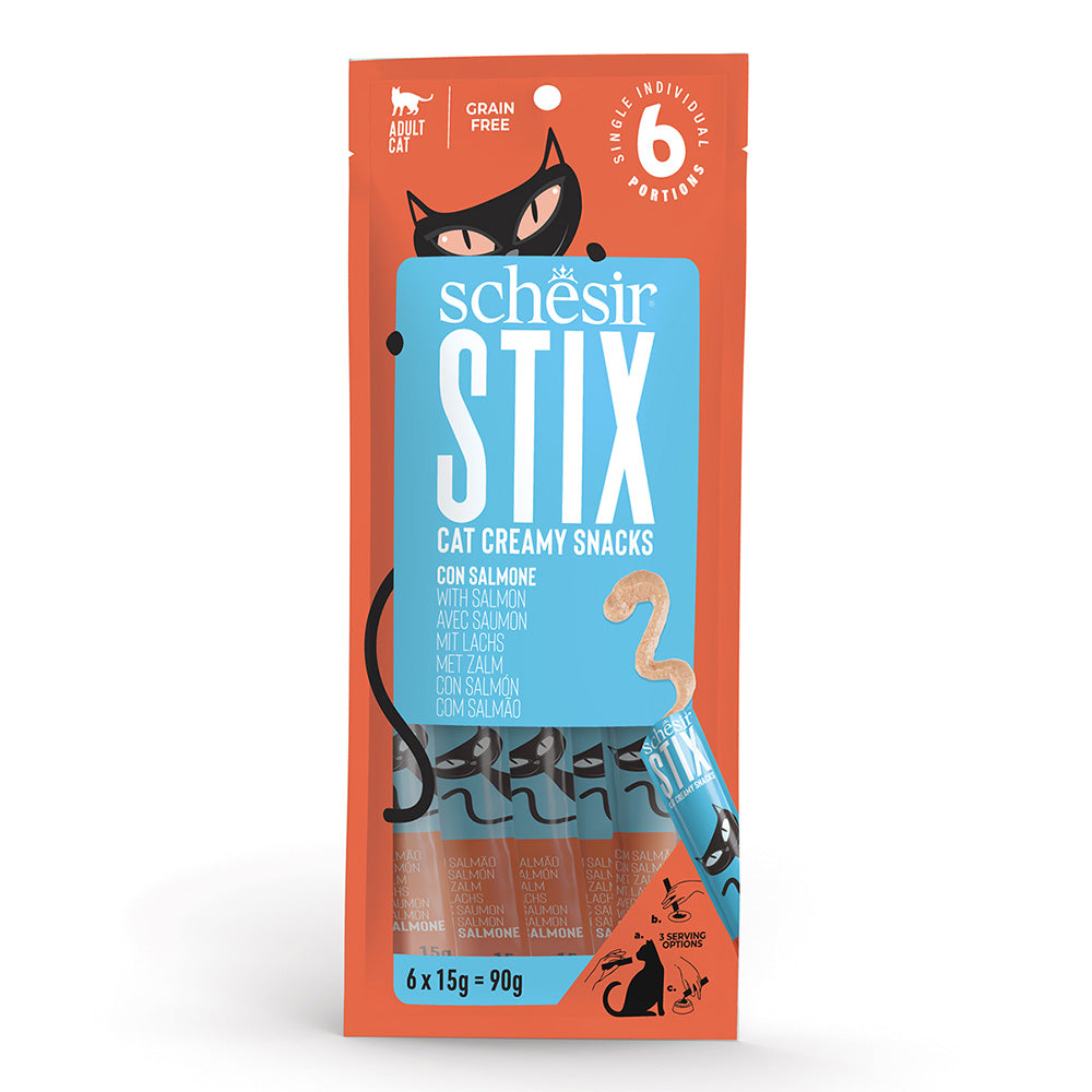 Schesir Stix Treat For Cat In Cream - Salmon 6x15g