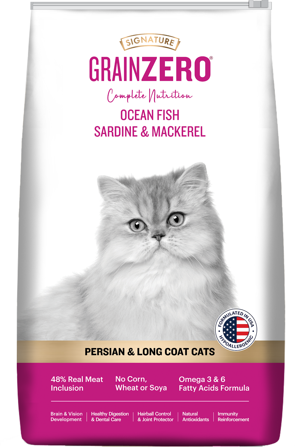 Signature Grain Zero Ocean Fish, Sardine, and Mackerel Persian Dry Cat Food 1.2kg