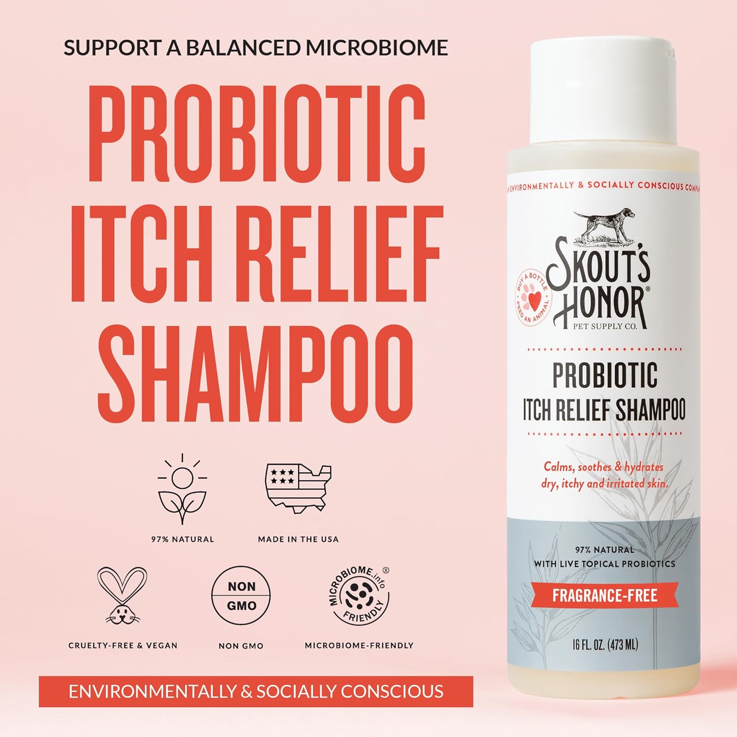 Skouts Honor Probiotic Itch Relief Shampoo 475ML/16Oz Pet Essentials & Wellness