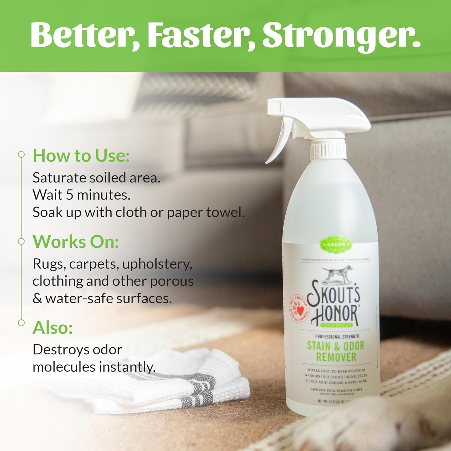 Skouts Honor Stain & Odor Remover 1 Liter Pet Essentials