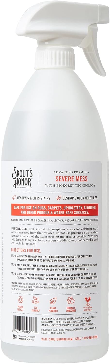 Skouts Honor Stain & Odor Severe Mess Advanced Formula DOG 1 Liter Pet Essentials