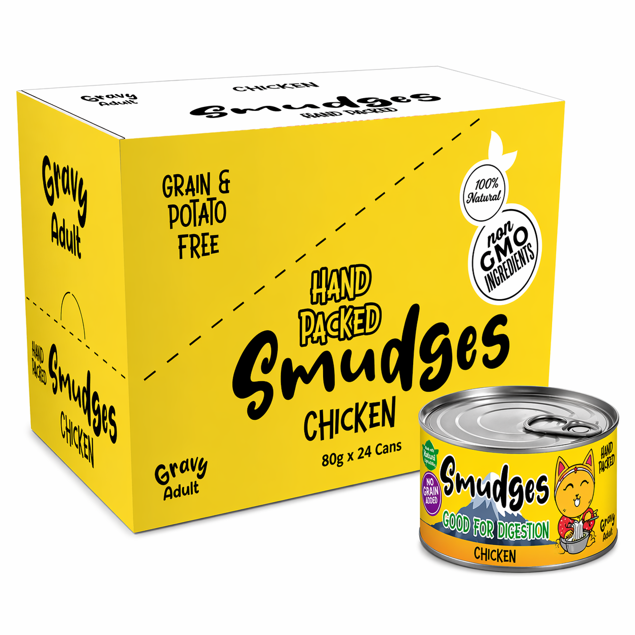 Smudges Adult Cat Chicken Flakes in Gravy 80g Pack of 12