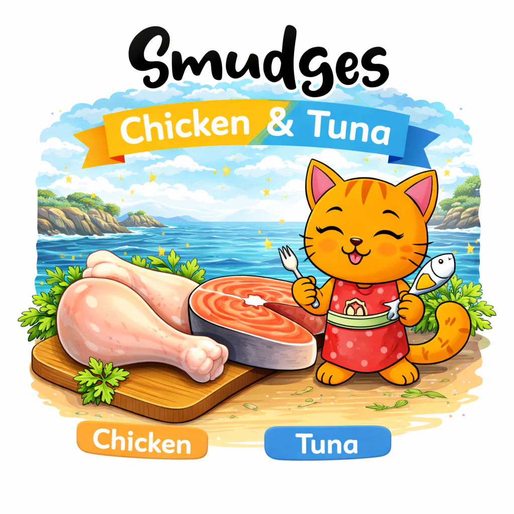 Smudges Adult Cat Chicken Flakes with Tuna In Soft Jelly 80g Pack of 12