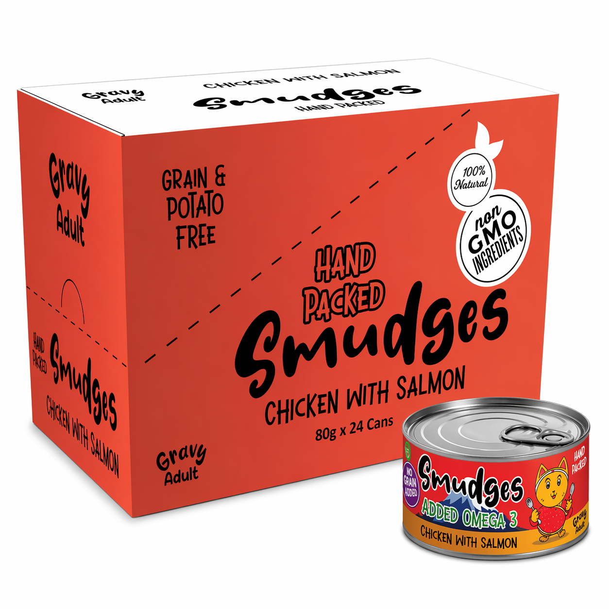 Smudges Adult Cat Chicken With Salmon In Gravy 80g Pack of 12