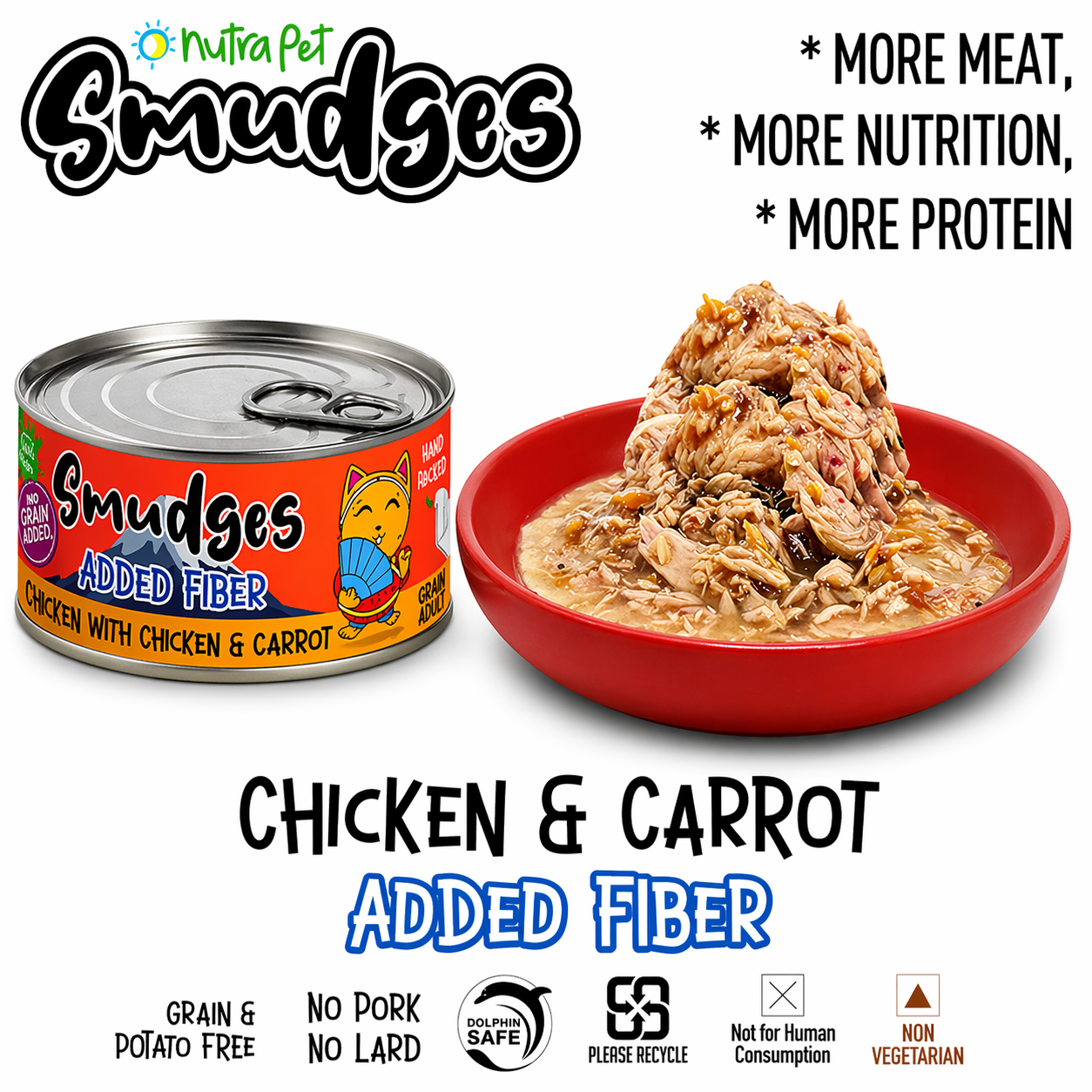 Smudges Adult Cat Tuna Flakes With Chicken & Carrot in Gravy 80g Pack of 12