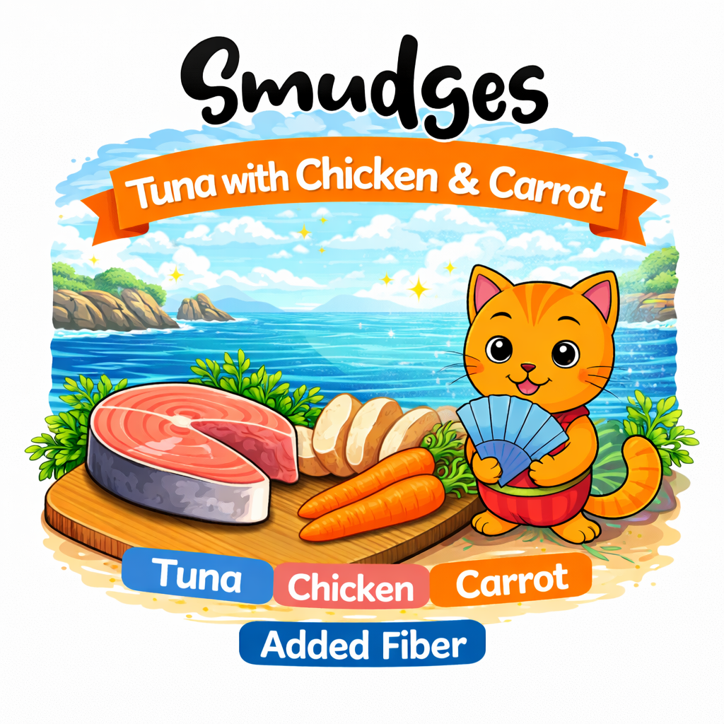 Smudges Adult Cat Tuna Flakes With Chicken & Carrot in Gravy 80g Pack of 12