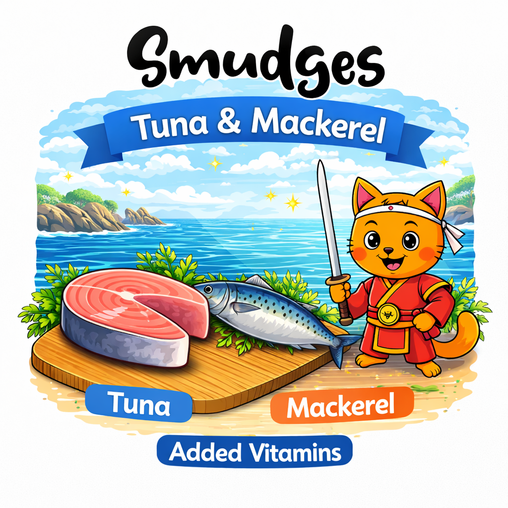 Smudges Adult Cat Tuna Flakes With Mackerel in Soft Jelly 80g Pack of 12