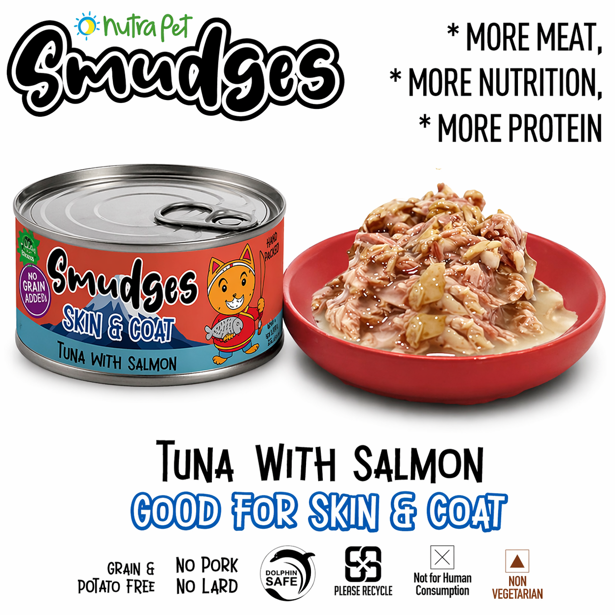 Smudges Adult Cat Tuna Flakes With Salmon in Soft Jelly 80g Pack of 12