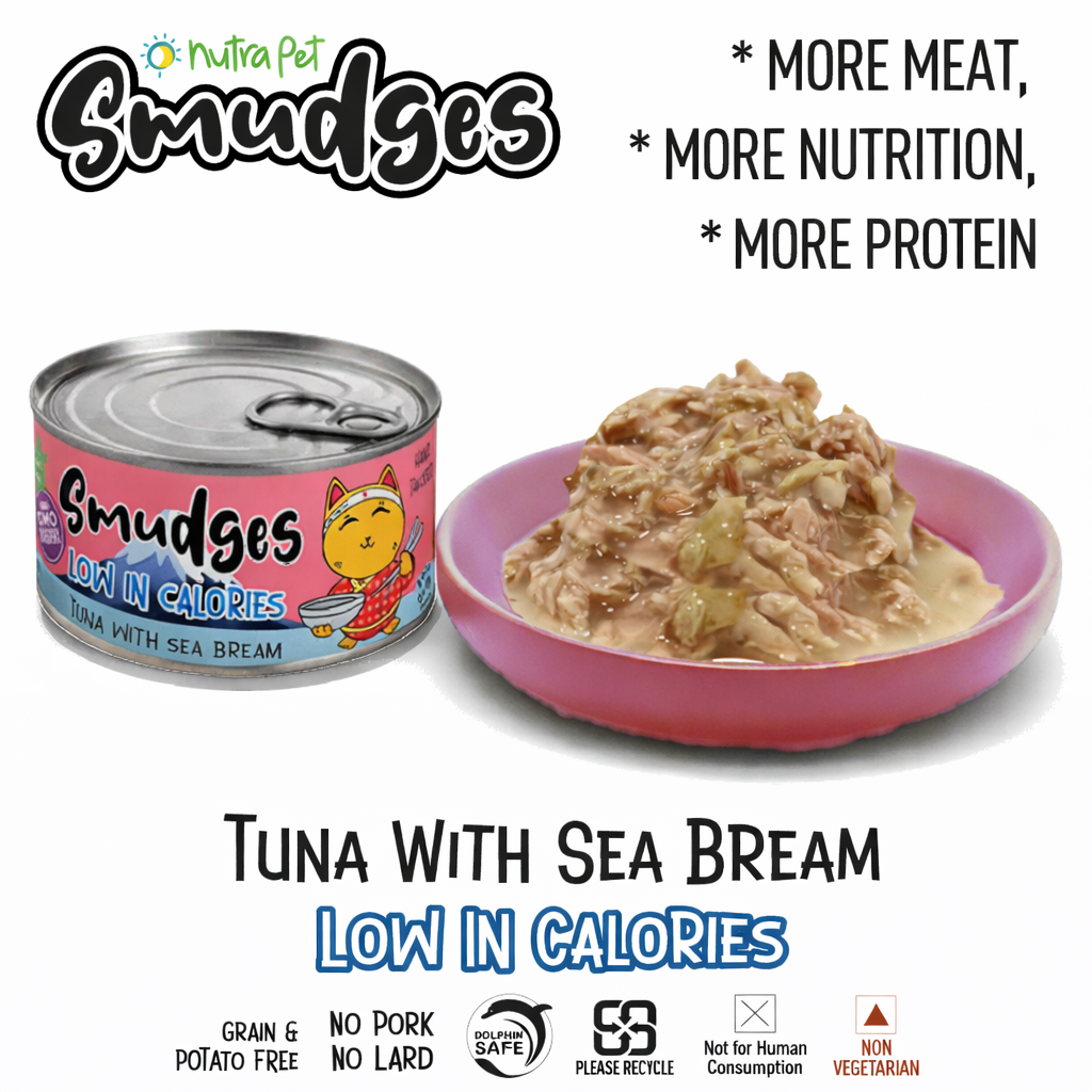 Smudges Adult Cat Tuna Flakes With Sea Bream in Soft Jelly 80g Pack of 12