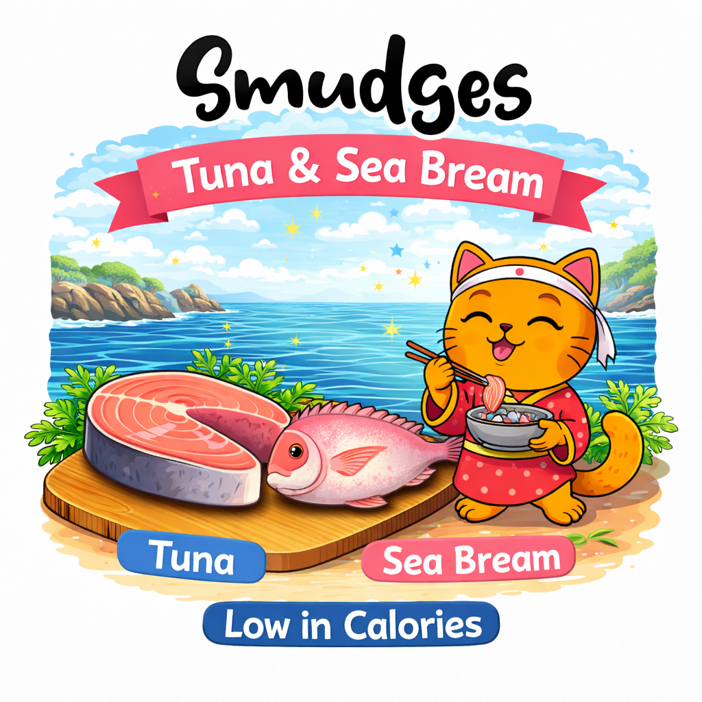 Smudges Adult Cat Tuna Flakes With Sea Bream in Soft Jelly 80g Pack of 12