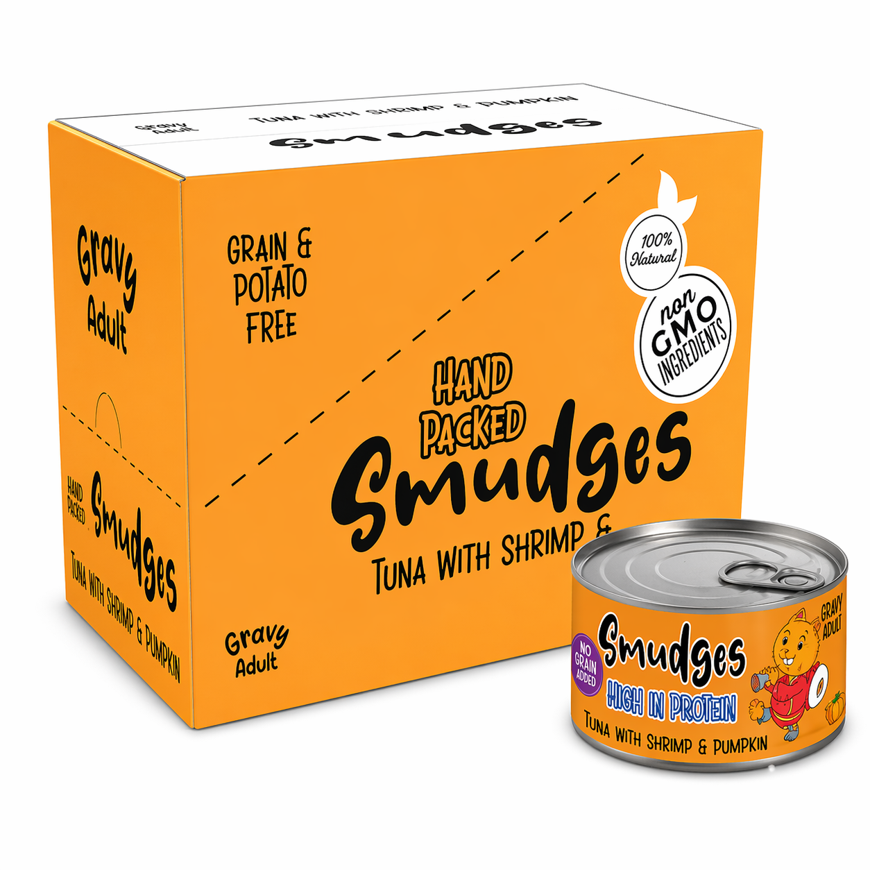 Smudges Adult Cat Tuna Flakes With Shrimp & Pumpkin in Gravy 80g Pack of 12