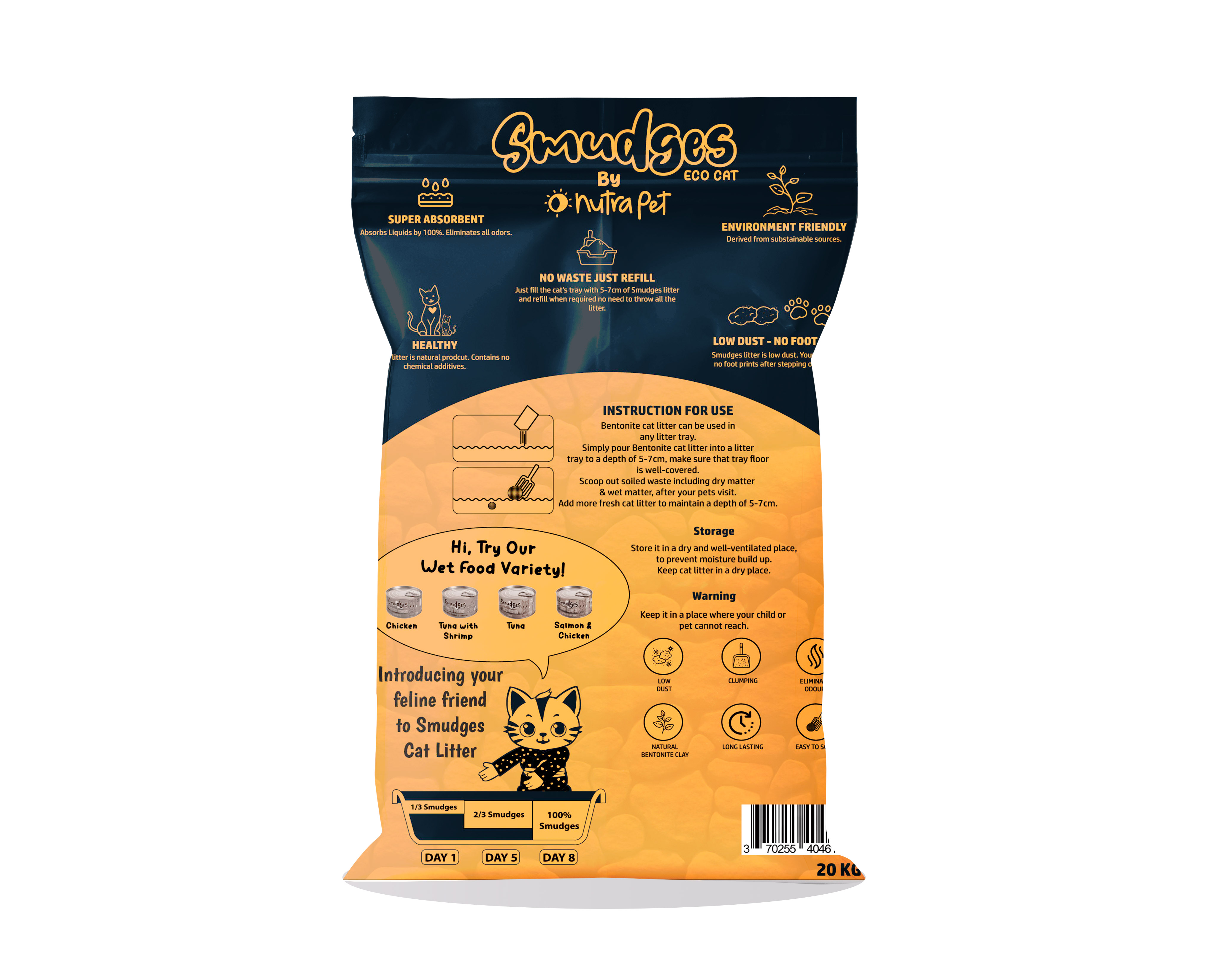 Smudges Eco cat Bentonite Clumping Cat Litter 20 Kgs-Lavender Scented