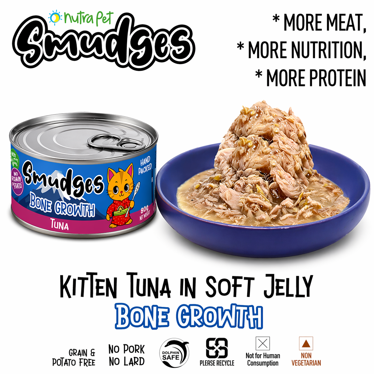 Smudges Kitten Tuna Minced in Soft Jelly 60g Pack of 12