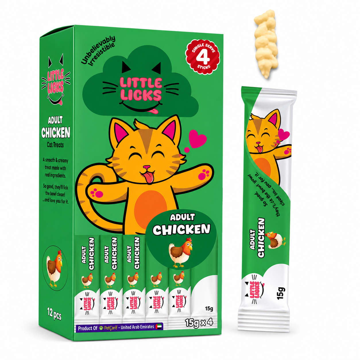 Smudges Little Licks Chicken Creamy Bisque Treats for Adult Cat 4 x 15g- Pack of 12