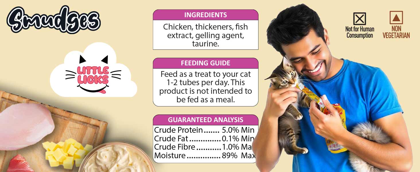 Smudges Little Licks Tuna Creamy Bisque Treats for Kitten Cat 4 x 15g- Pack of 12