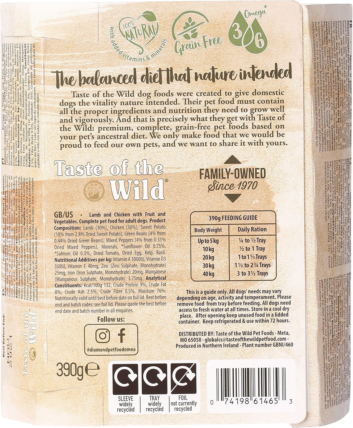 Taste of the Wild Lamb Wetfood - 390gm