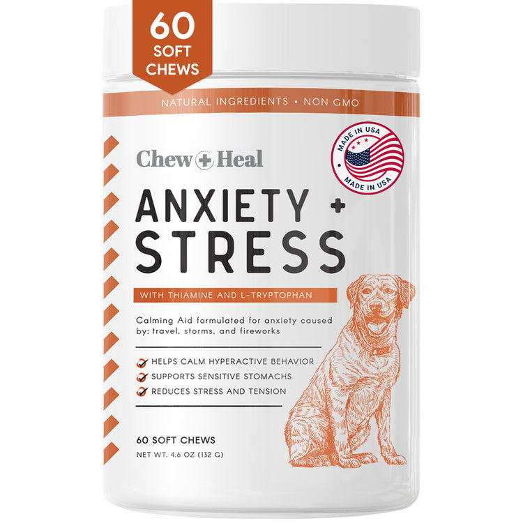 Chew & Heal - Travel-Sized Anxiety & Stress Chews Supplement for Dogs - 250gm