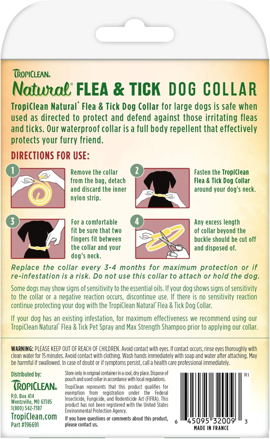 Tropiclean Natural Flea And Tick Collar For Large Dogs - 40g