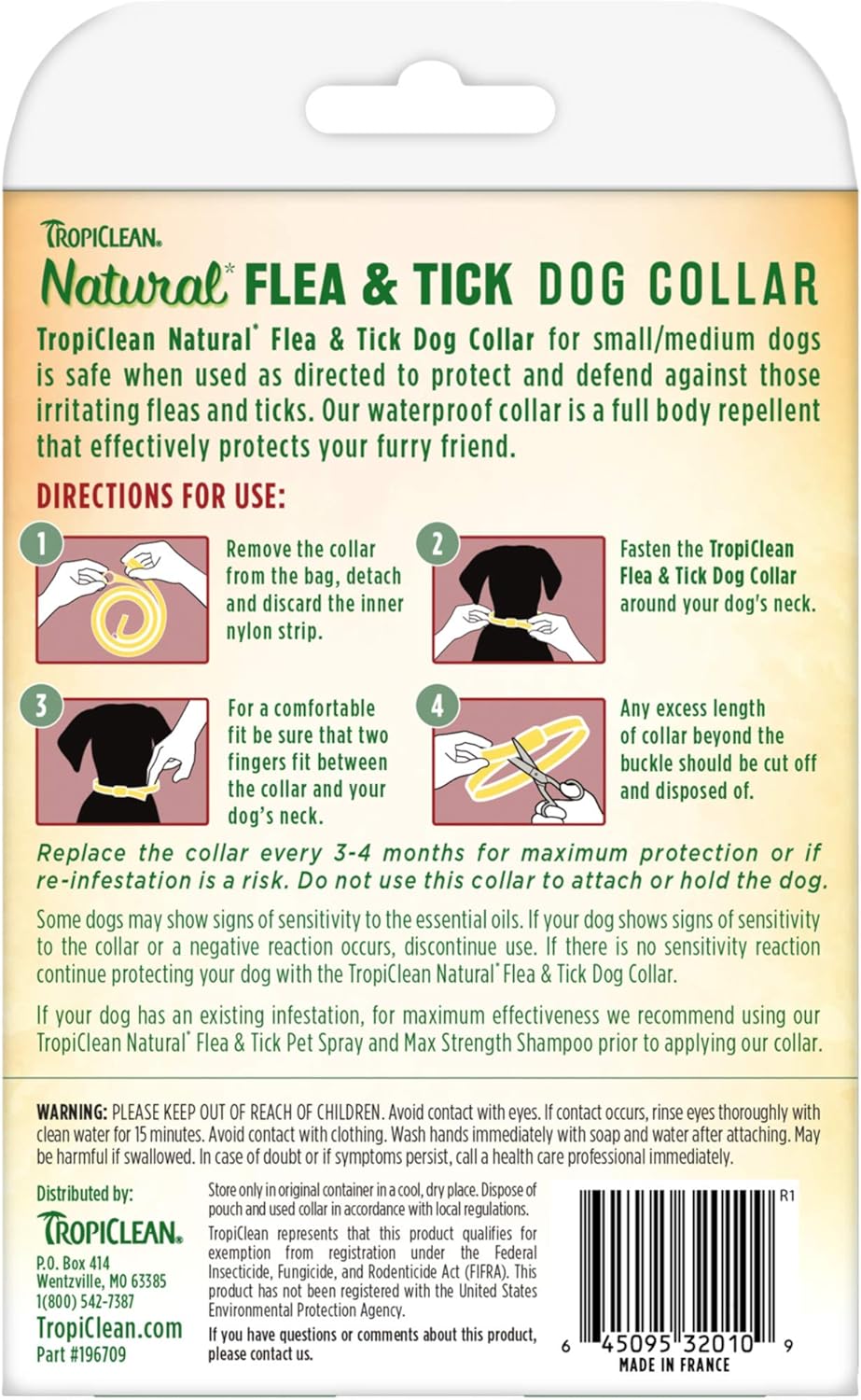 TropiClean Natural Flea & Tick Repellent Collar for Small Dogs -20g