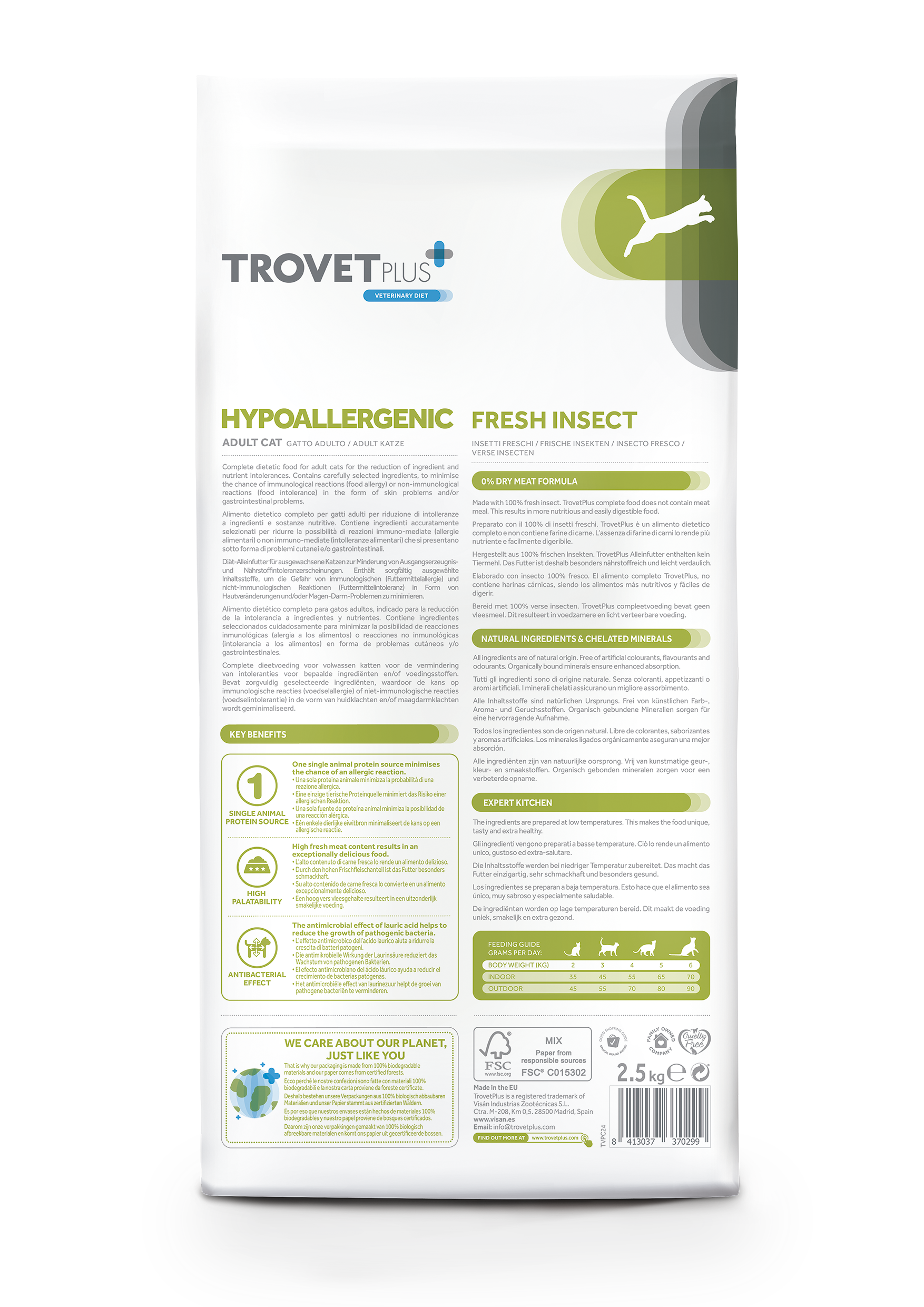 Trovet Plus Adult Cat Hypoallergenic Insect Dry Food 2.5 Kg