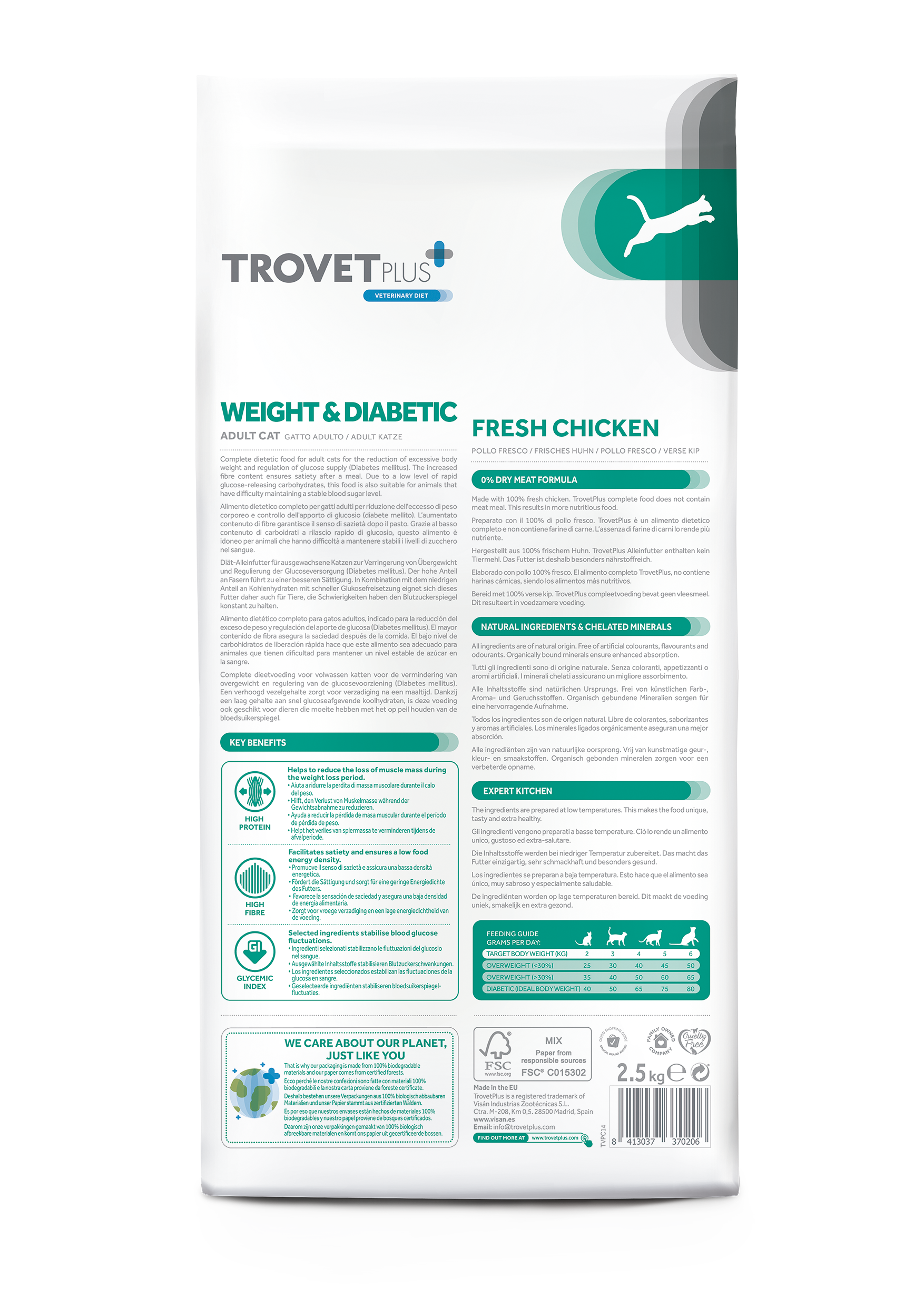 Trovet Plus Adult CAT Weight & Diabetes Chicken Veterinary Diets 2,5kg