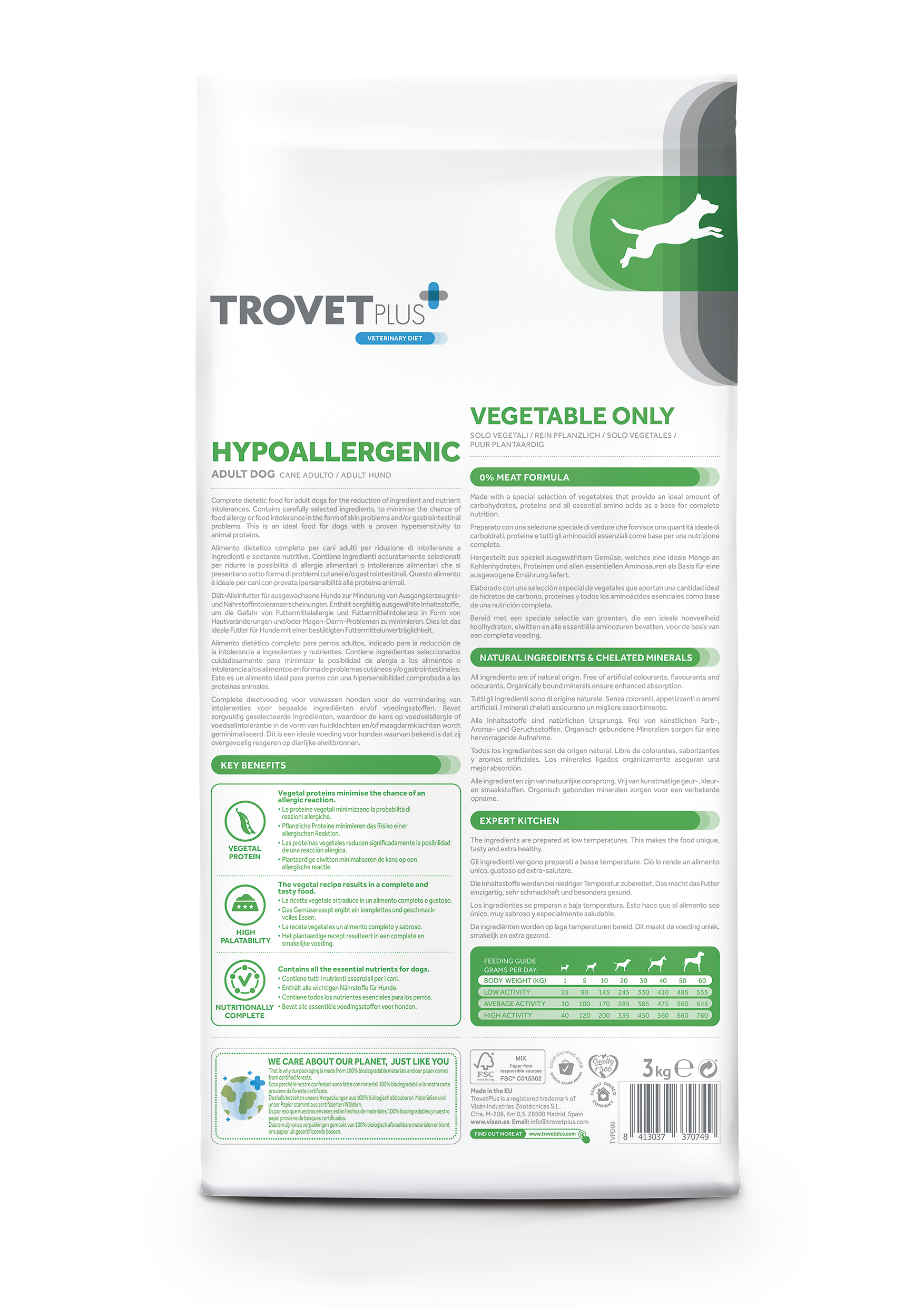 Trovet Plus Adult Dog Hypoallergenic Vegetable Only Dry Food 3 Kg