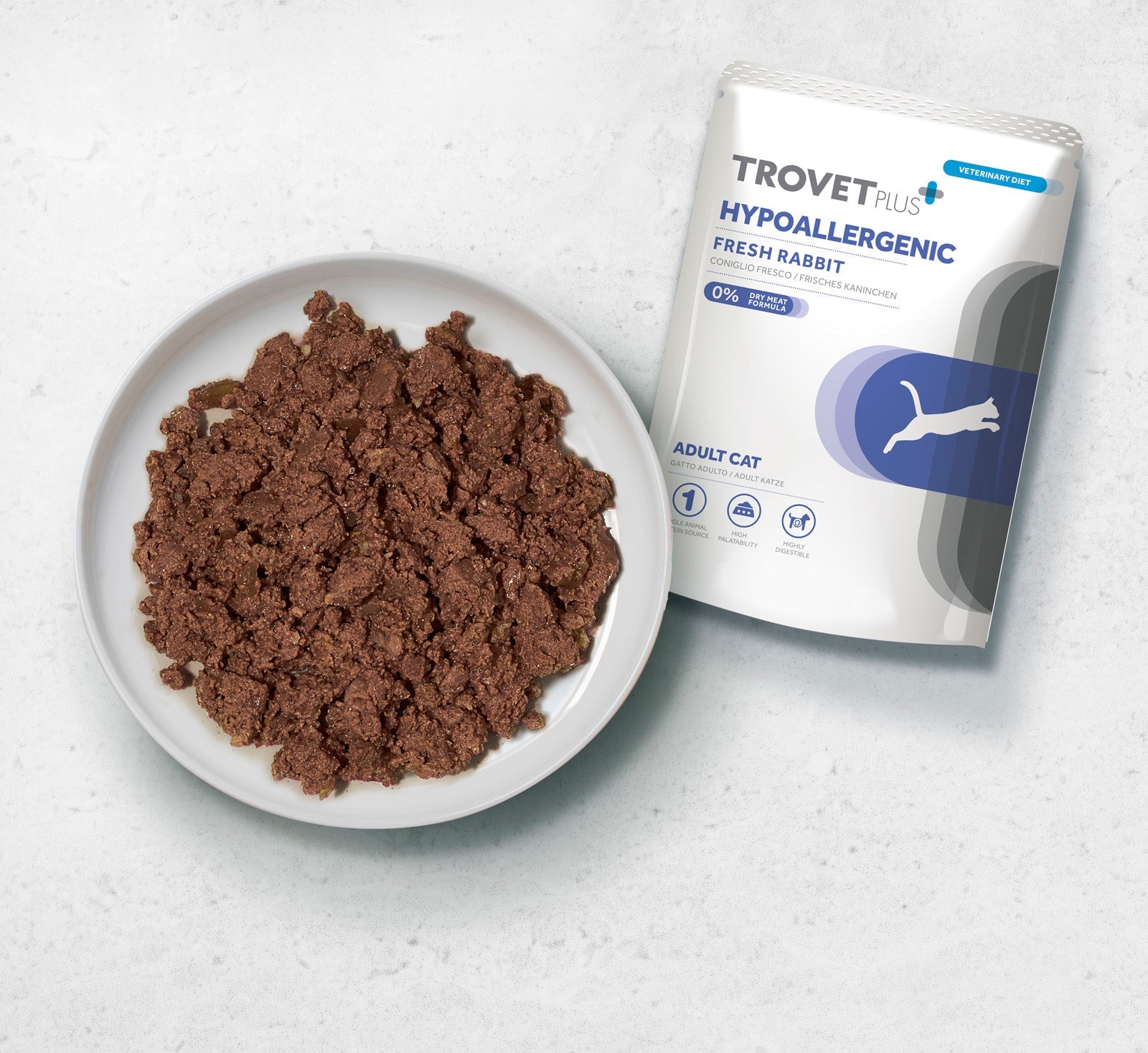 Trovet Plus Pouch Cat Hypoallergenic Rabbit Veterinary Diets Wet Food 85g