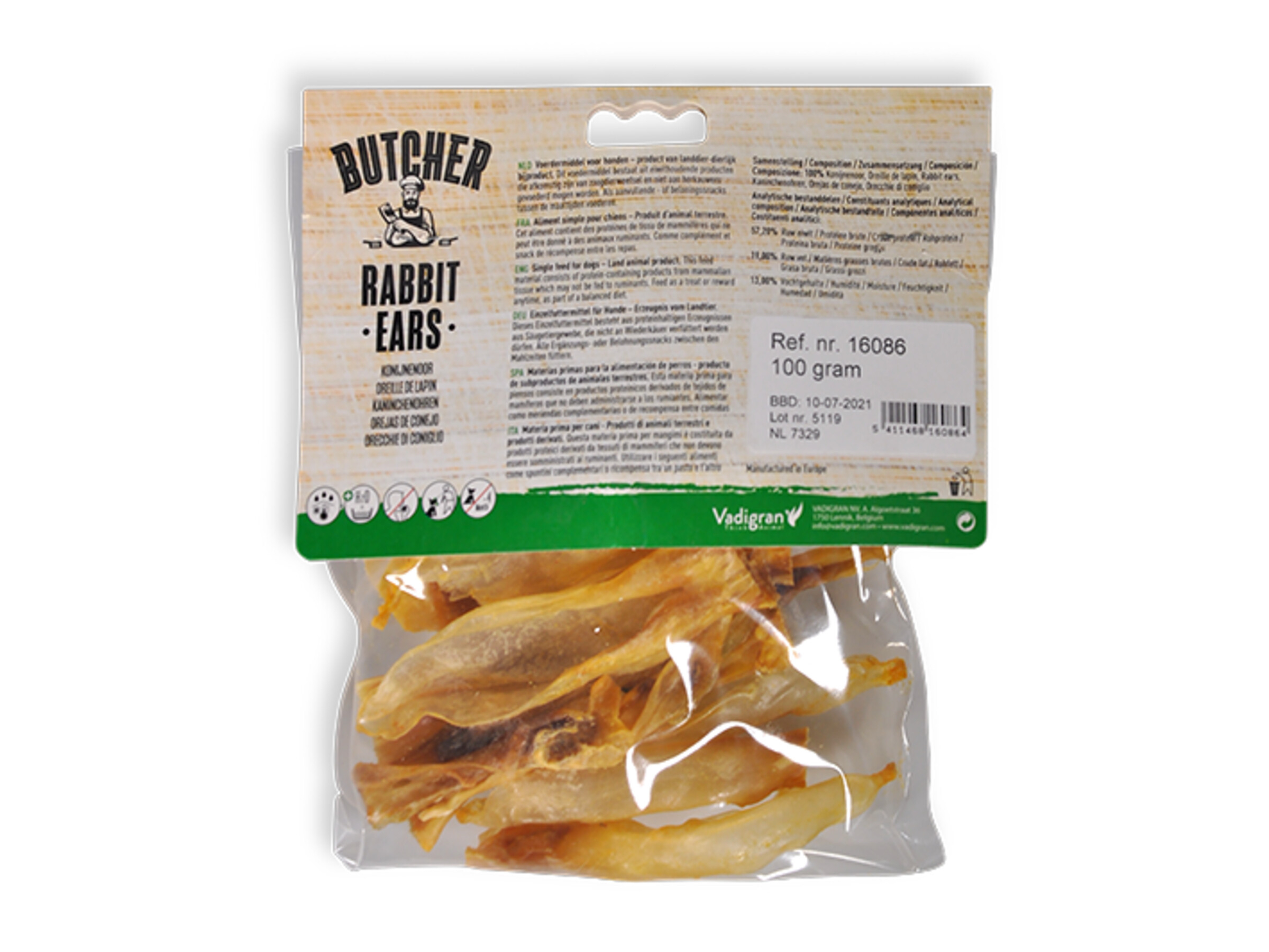 Vadigran Butcher Rabbit Ears Dog Chew (100 g)