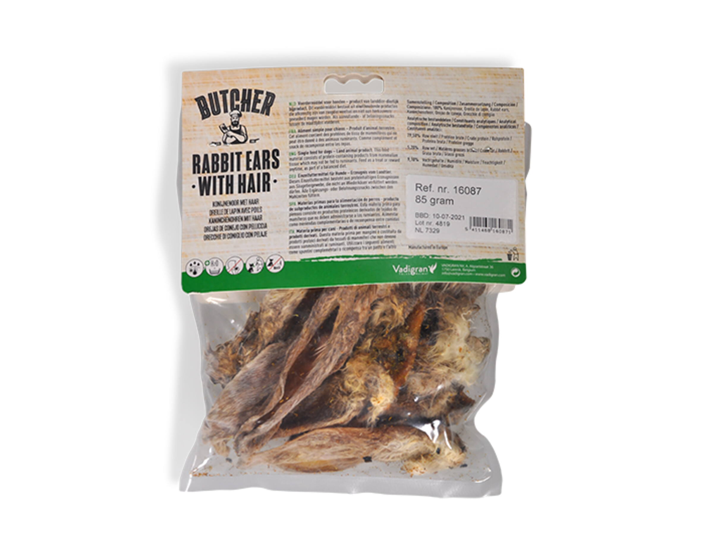Vadigran Rabbit Ears with Hair Dog Chew (85 g)