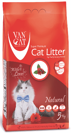 Van Cat White Bentonite Clumping Cat Litter Unscented 5Kg ( PACK OF 4 )