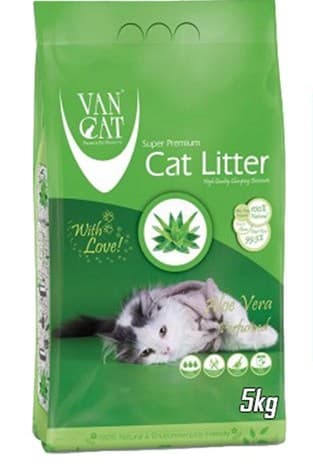 Van Cat White Clumping Bentonite Cat Litter Aloe Vera 5Kg ( PACK OF 4 )