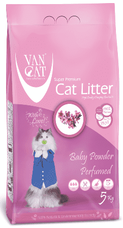 Van Cat White Clumping Bentonite Cat Litter Baby Powder 5Kg ( PACK OF 4 )