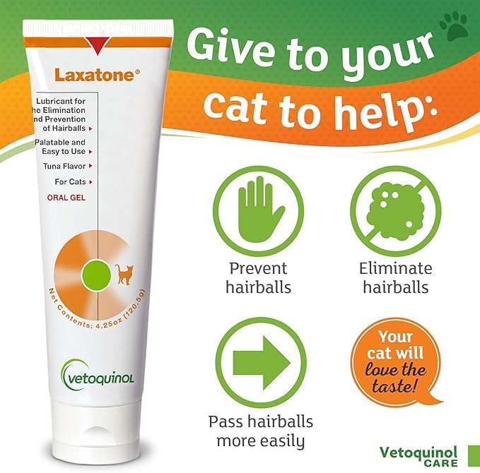 Vetoquinol Laxatone Tuna Flavor Hairball Gel for Cats 4.25oz
